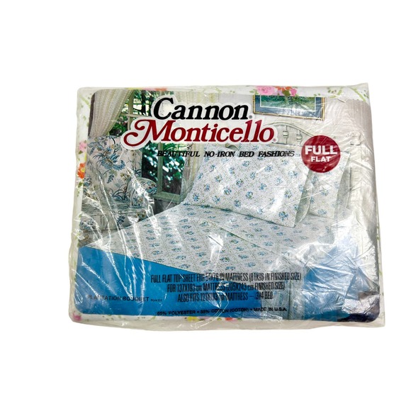 Vintage Cannon Monticello PLANTATION BOUQUET Full Flat Sheet Never Opened! - Picture 2 of 2